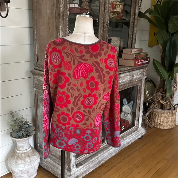 GUDRUN SJODEN FLORAL BUTTON CARDIGAN LARGE EXCELLENT - Picture 3 of 5